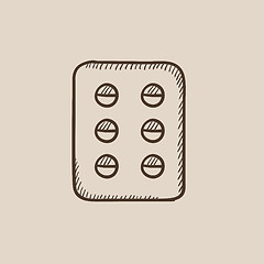 Image showing Plate of pills sketch icon.