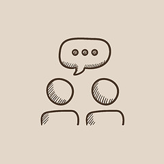 Image showing People with speech square above their heads sketch icon.