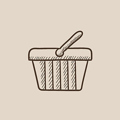 Image showing Shopping basket sketch icon.