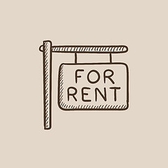 Image showing For rent placard sketch icon.