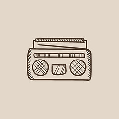 Image showing Radio cassette player sketch icon.