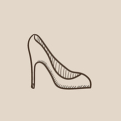 Image showing Heel shoe sketch icon.