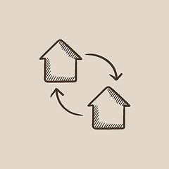 Image showing House exchange sketch icon.