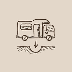 Image showing Motorhome and sump sketch icon.