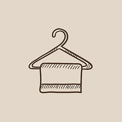 Image showing Towel on hanger sketch icon.