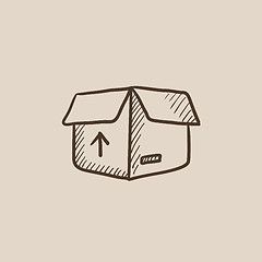 Image showing Carton package box sketch icon.