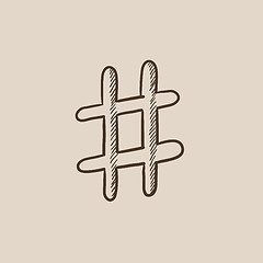 Image showing Hashtag symbol sketch icon.