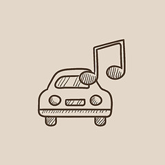 Image showing Car with music note sketch icon.