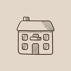 Image showing Two storey detached house sketch icon.