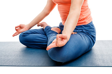 Image showing Close up of yoga asana Padmasana Lotus pose