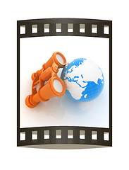 Image showing binocular around earth. The film strip