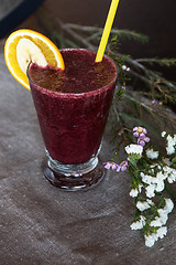 Image showing smoothie from blueberry banana and orange juice