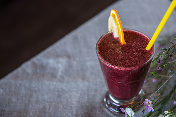 Image showing smoothie from blueberry banana and orange juice