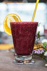 Image showing smoothie from blueberry banana and orange juice