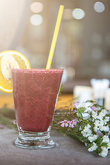 Image showing smoothie from blueberry banana and orange juice