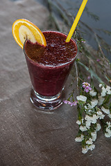 Image showing smoothie from blueberry banana and orange juice