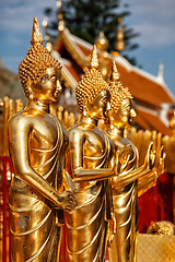 Image showing Gold Buddha statues in Wat Phra That Doi Suthep