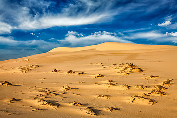 Image showing Desert sand dunes on sunrise