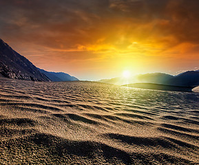 Image showing Sand dunes. Nubra valley, Ladakh, India