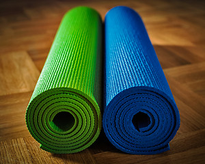 Image showing Yoga mat on floor