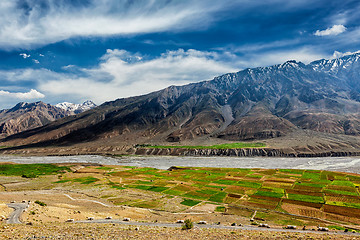 Image showing Spiti valley and river in Himalayas