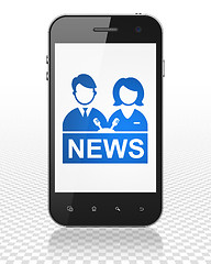 Image showing News concept: Smartphone with Anchorman on display