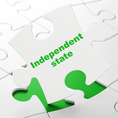 Image showing Political concept: Independent State on puzzle background