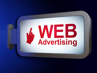 Image showing Marketing concept: WEB Advertising and Mouse Cursor on billboard background