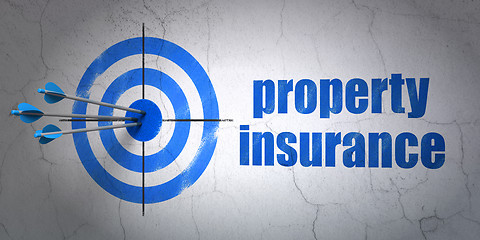 Image showing Insurance concept: target and Property Insurance on wall background