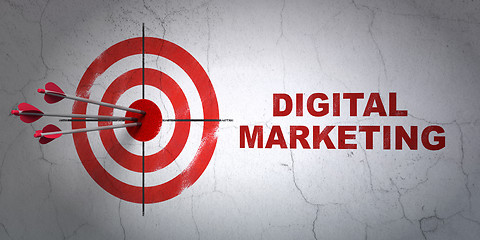 Image showing Marketing concept: target and Digital Marketing on wall background