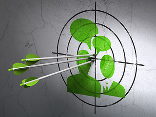 Image showing Finance concept: arrows in Business Meeting target on wall background