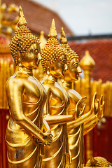 Image showing Gold Buddha statues in Wat Phra That Doi Suthep