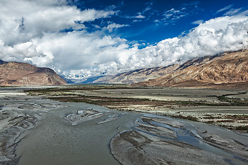 Image showing Nubra valley and river in Himalayas, Ladakh