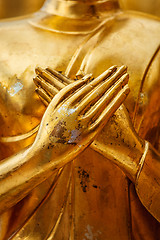 Image showing Buddha statue hands close up