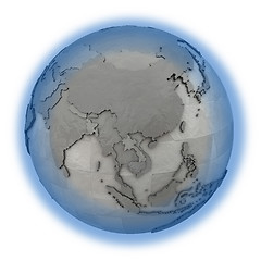 Image showing Southeast Asia on metallic planet Earth