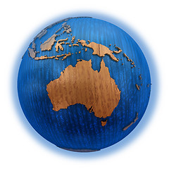 Image showing Australia on wooden Earth