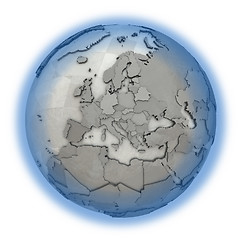 Image showing Europe on metallic planet Earth