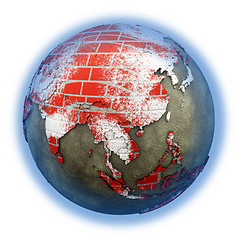 Image showing Southeast Asia on brick wall Earth