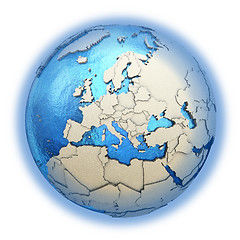 Image showing Europe on model of planet Earth