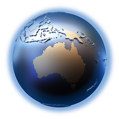 Image showing Australia on golden metallic Earth