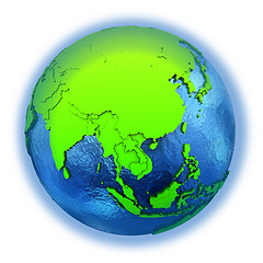 Image showing Southeast Asia on green Earth