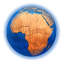 Image showing Africa on wooden Earth