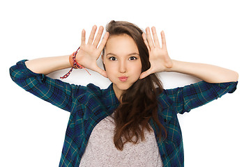 Image showing happy teenage girl making face and having fun