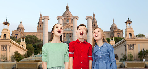 Image showing amazed children over national museum of barcelona