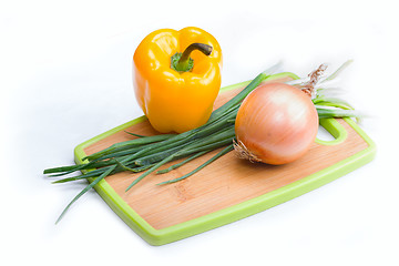 Image showing onions paprica vegetables on  white background