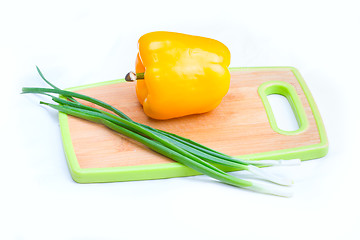 Image showing onions paprica vegetables on  white background