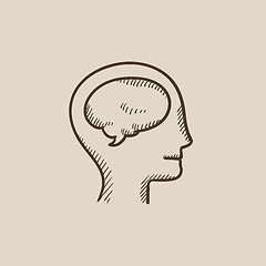 Image showing Human head with brain sketch icon.