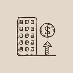 Image showing Growth of real estate market sketch icon.