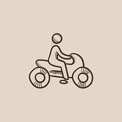 Image showing Man riding motorcycle sketch icon.