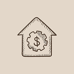 Image showing House with dollar symbol sketch icon.